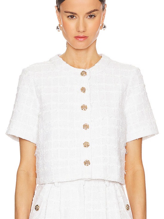 Amanda Uprichard Tops - Amanda Uprichard Roswell Top in Kerrigan White Tweed